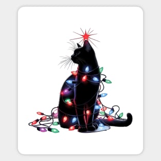 Christmas Black cat Magnet